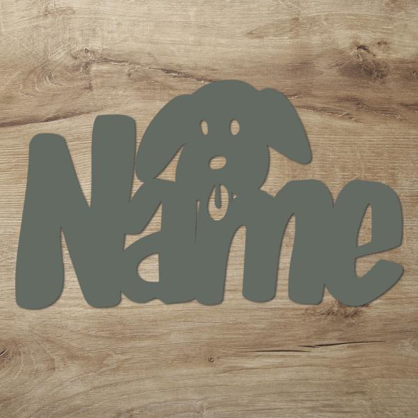 Hund Holz Wand Deko Lampe mit Name + Fernbedienung