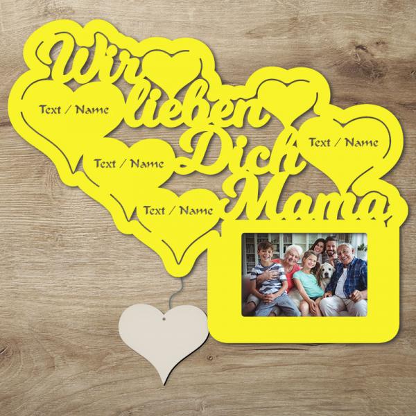 LED Wir lieben Dich Mama Bilderrahmen mit Personalisierung
