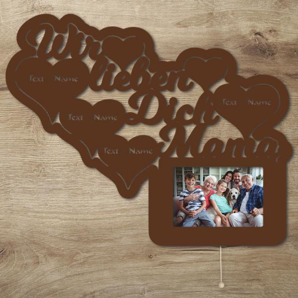 LED Wir lieben Dich Mama Bilderrahmen mit Personalisierung