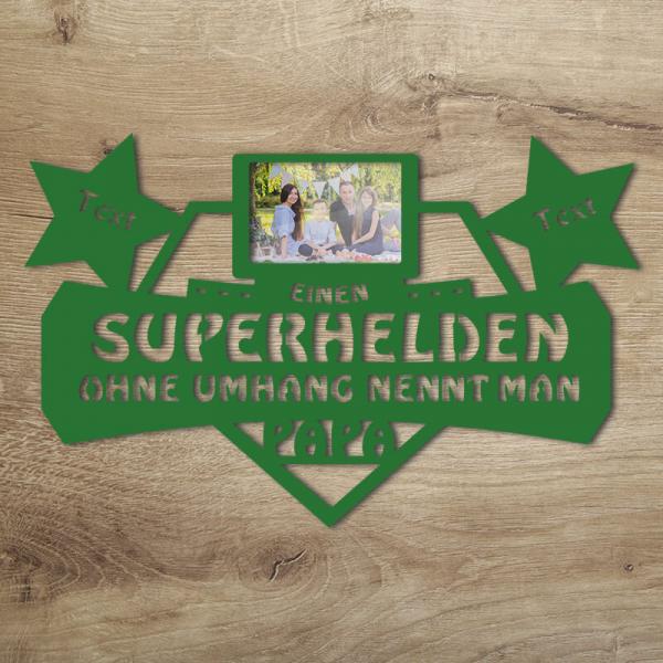 Geburtstagsgeschenk für Papa Superheld Bilderrahmen Grün