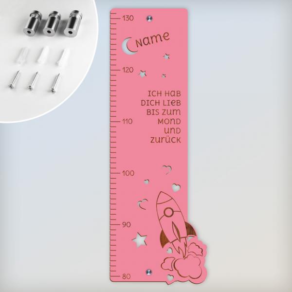 Personalisierte Messlatte aus Holz für Kinder „Ich hab dich lieb bis zum Mond und zurück” für Kinder