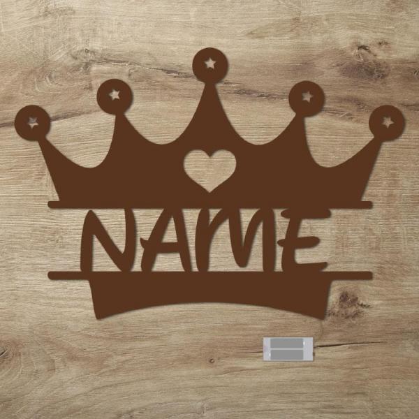 Personalisierte Prinzessin Krone Nachtlicht Holz Wand Lampe