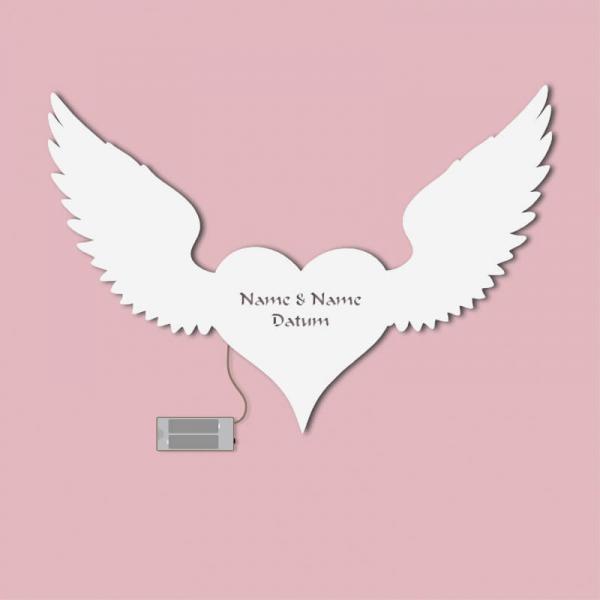 Geschenkidee für Verliebte Herz Flügel Geschenke Licht Weiß