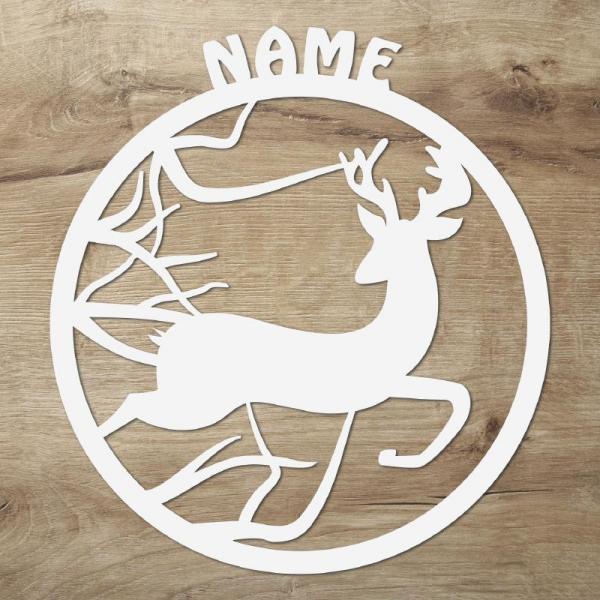 Jagdverein Hirsch Geschenk Wand Deko Licht mit Name + Fernbedienung