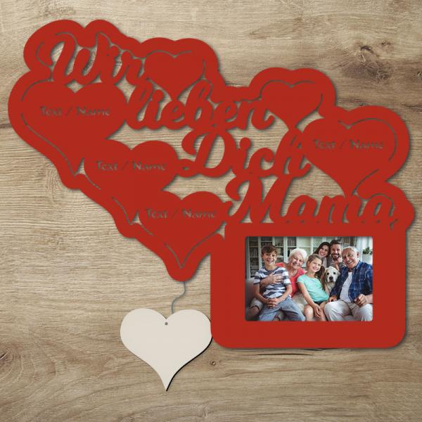 LED Wir lieben Dich Mama Bilderrahmen mit Personalisierung