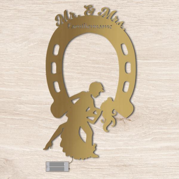 Geschenke für Hochzeitspaare Hufeisen Tanz Gold