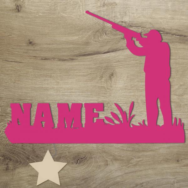Holz Jäger Jagd Geschenke mit Namen Pink