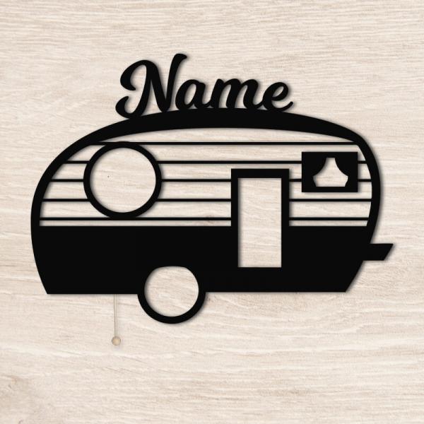 Geschenkidee Camping Wohnwagen Geschenke Lampe Schwarz