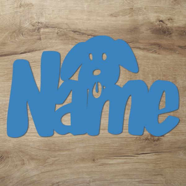 Hund Holz Wand Deko Lampe mit Name + Fernbedienung