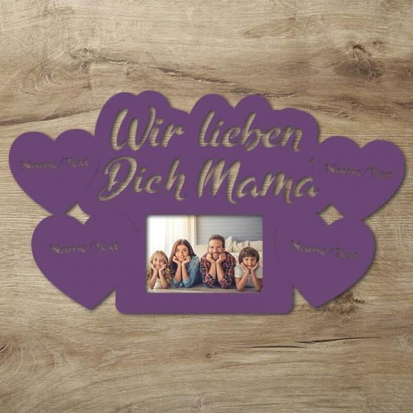 Farbwechsel Mama Bilderrahmen mit 4 Namen