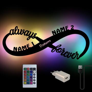 USB Farbwechsel Lampe Unendlichzeichen Always Forever mit Namen USB Farbwechsel Lampe Unendlichzeichen Always Forever mit Namen
