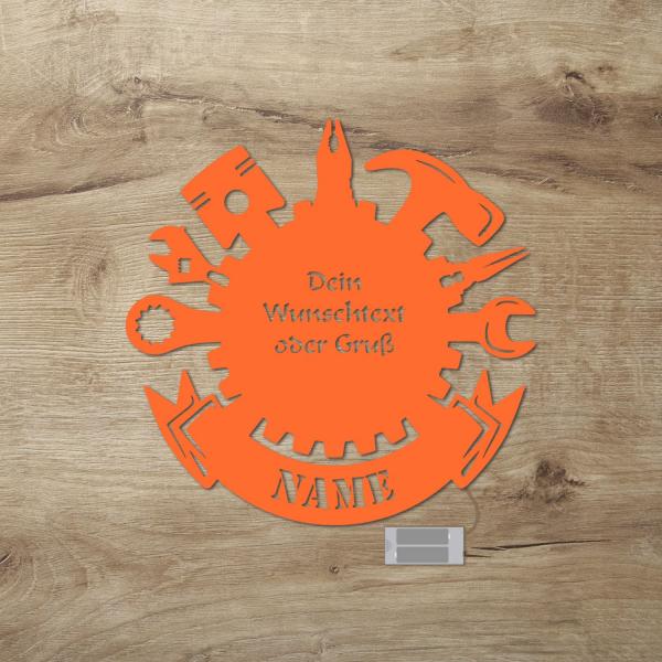 Männer Deko LED Lampe Werkzeuge mit Text personalisiert