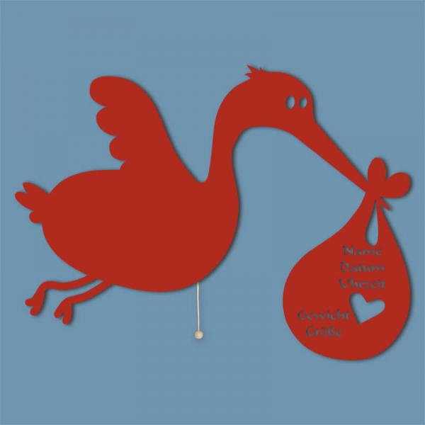 Geschenkidee zur Geburt Storch Beutel Nachtlicht LED Rot