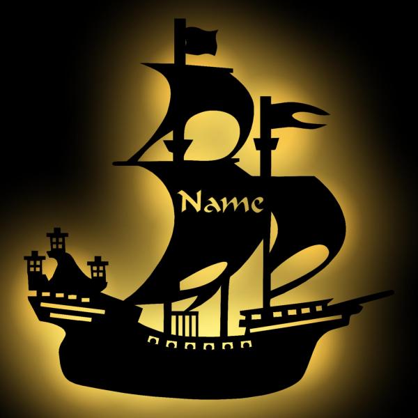 Piratenschiff LED Nachtlicht mit Namen