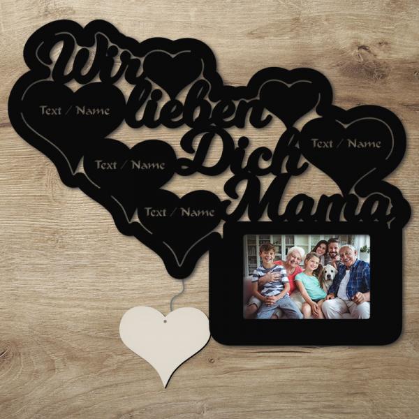 LED Wir lieben Dich Mama Bilderrahmen mit Personalisierung