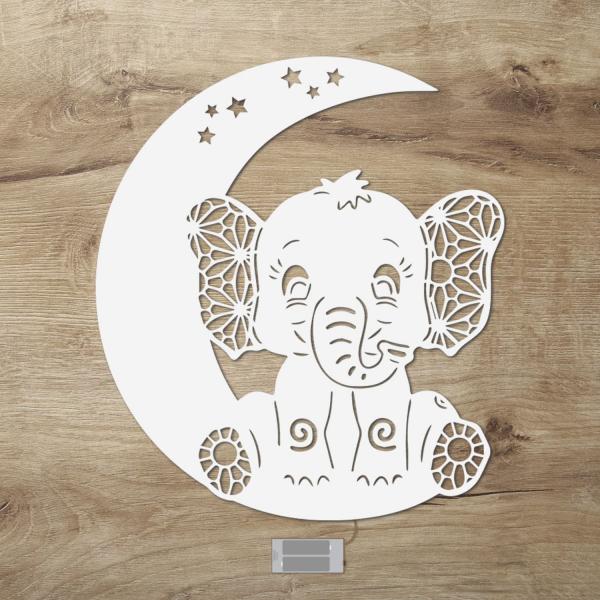 LED Elefant auf dem Mond Deko Kinderzimmer