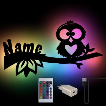 Eule auf Ast Wand Lampe USB Farbwechsel Eule auf Ast Wand Lampe USB Farbwechsel