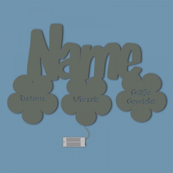 Geschenk zur Taufe Blumen Taufgeschenk Grau