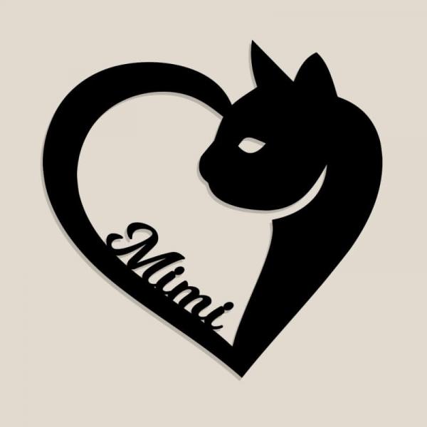 Dekolicht Katze Herz mit Namen