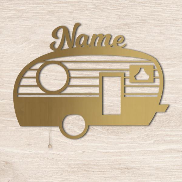 Geschenkidee Camping Wohnwagen Geschenke Lampe Gold