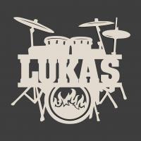 Drums Schlagzeug Dekolicht aus Holz mit Namen Drums Schlagzeug Dekolicht aus Holz mit Namen