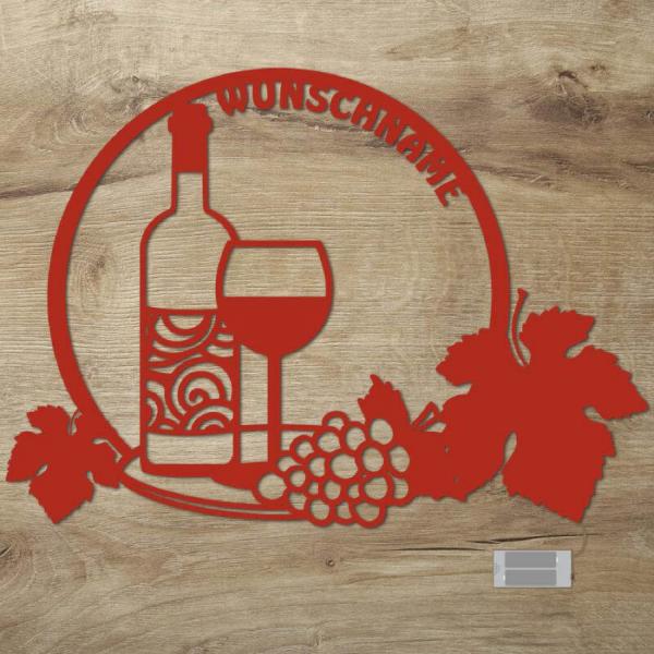 Wein Holz Deko Wand-Lampe personalisiert für Männer Damen Frauen