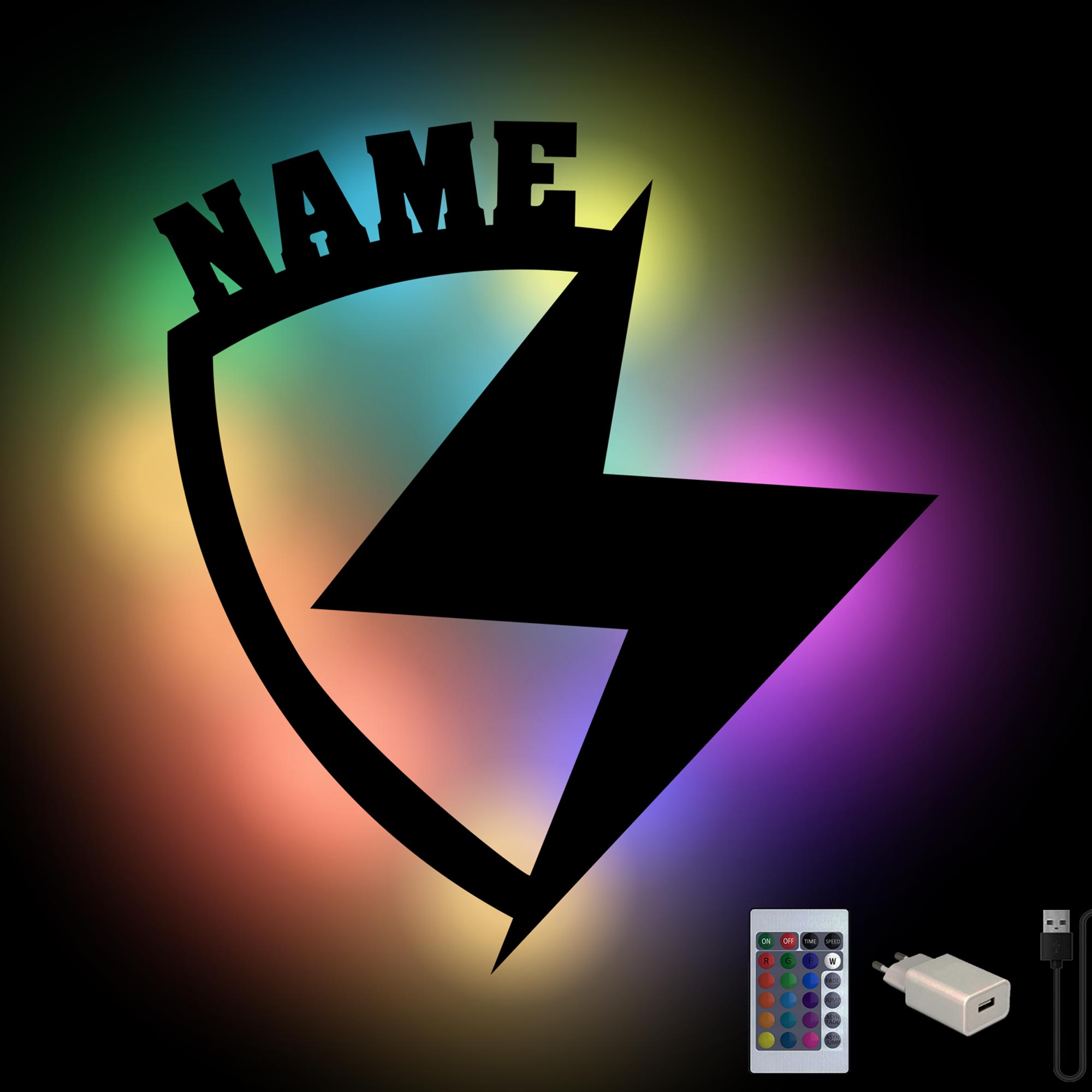 Gamer Geschenke personalisiert I Zimmer Beleuchtung Wand Lampe in RGB LED I  Gaming Zone Hand