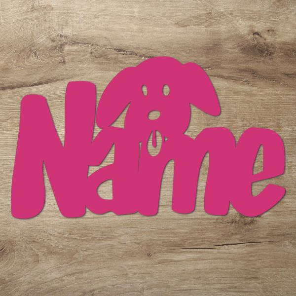 Hund Holz Wand Deko Lampe mit Name + Fernbedienung