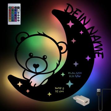 USB Farbwechsel Bär auf dem Mond Holz Nachtlicht USB Farbwechsel Bär auf dem Mond Holz Nachtlicht