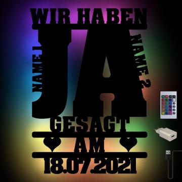 Wir haben Ja gesagt Farbwechsel Lampe personalisiert zur Hochzeit Wir haben Ja gesagt Farbwechsel Lampe personalisiert zur Hochzeit