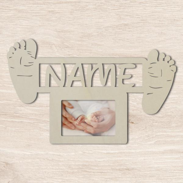 Geschenke zur Geburt Baby Bilderrahmen Fußabdruck Unbehandelt
