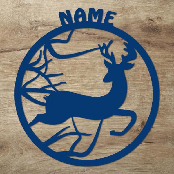 Jagdverein Hirsch Geschenk Wand Deko Licht mit Name + Fernbedienung