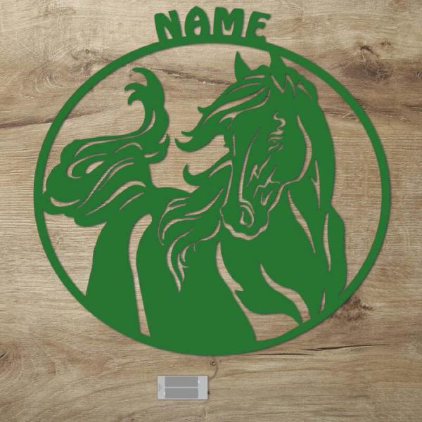 Holz Pferdefreunde Wand Nachtlicht Lampe + Name