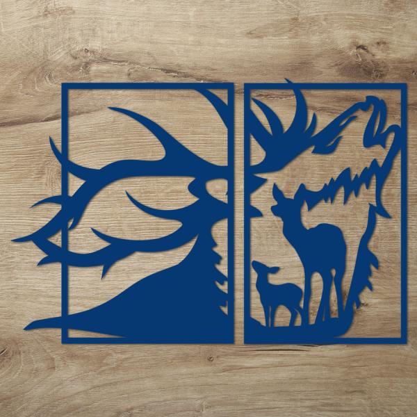 XXL Hirschkopf Holz Wanddeko Wandbild