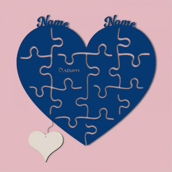 Geschenke für Verliebte Puzzle Hochzeitspaar Deko Blau