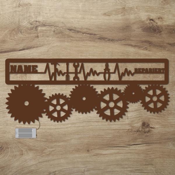 Handwerker LED Deko EKG mit Namen personalisiert