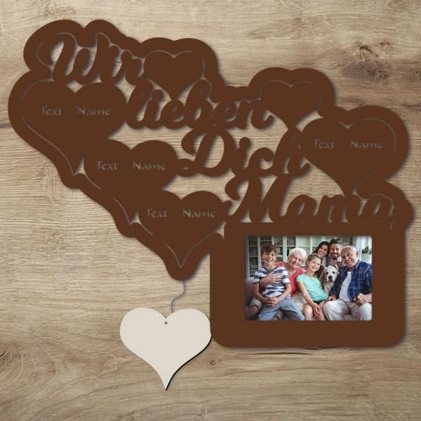 LED Wir lieben Dich Mama Bilderrahmen mit Personalisierung