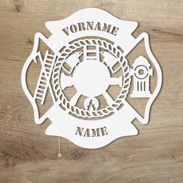 Feuerwehr Geschenk Kinder und Erwachsene LED Deko Weiß