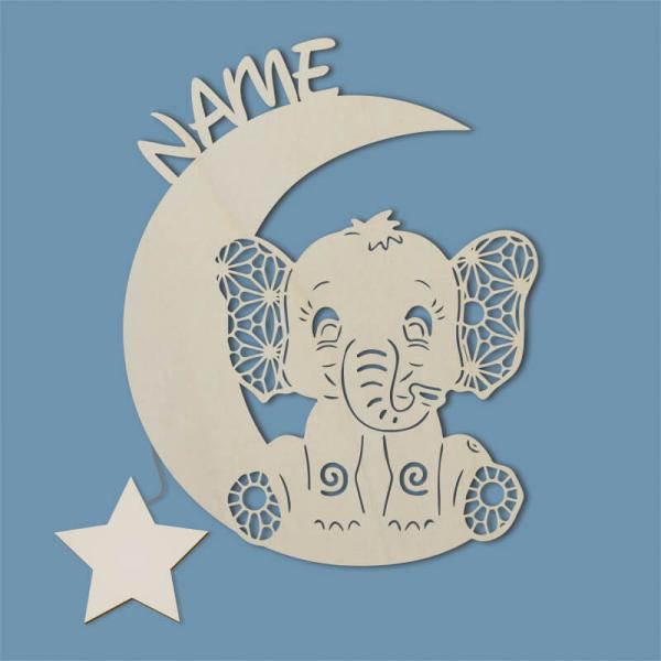 Geschenke zur Taufe Elefant Mond Unbehandelt