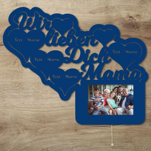 LED Wir lieben Dich Mama Bilderrahmen mit Personalisierung
