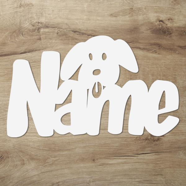 Hund Holz Wand Deko Lampe mit Name + Fernbedienung