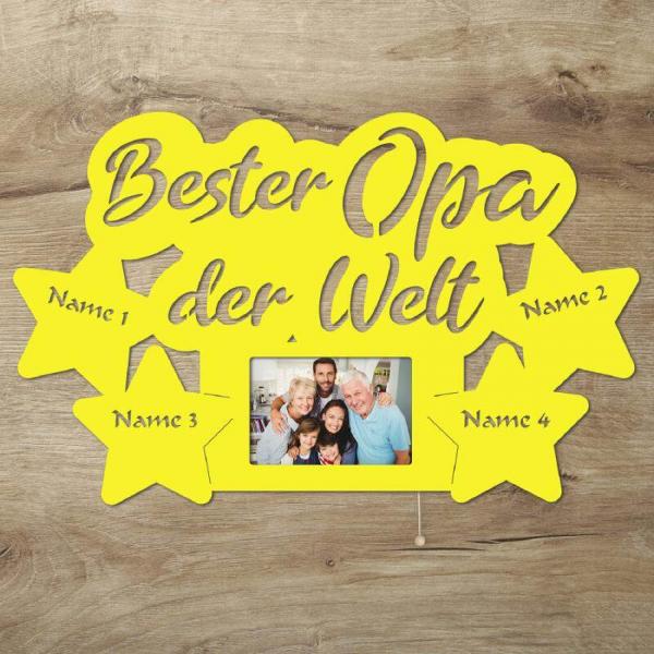 Wir lieben Dich Opa LED Holz Bilderrahmen + Namen