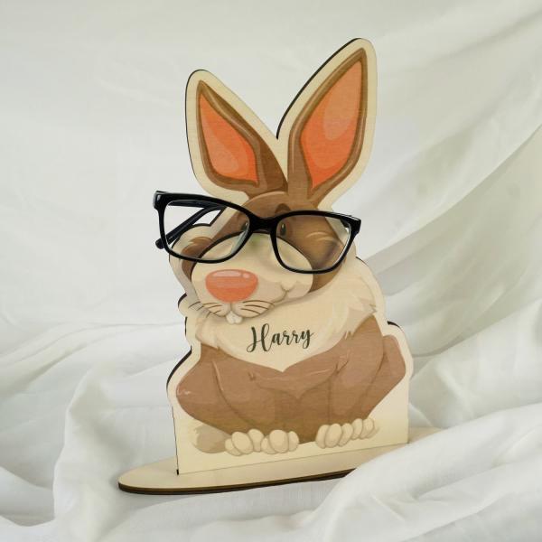 Brillenhalter personalisiert mit Namen als Holz Geschenk für Brillenträger - Hase