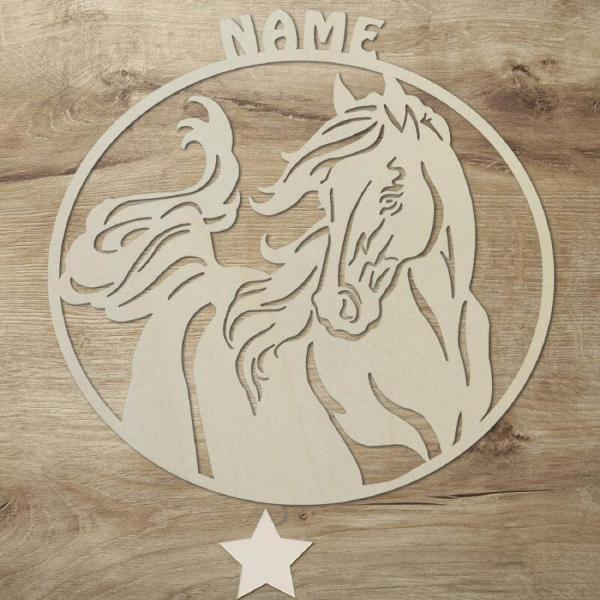 Holz Pferdefreunde Wand Nachtlicht Lampe + Name