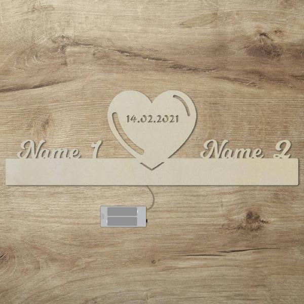 Ambiente Deko Licht Herz mit Namen für Paare