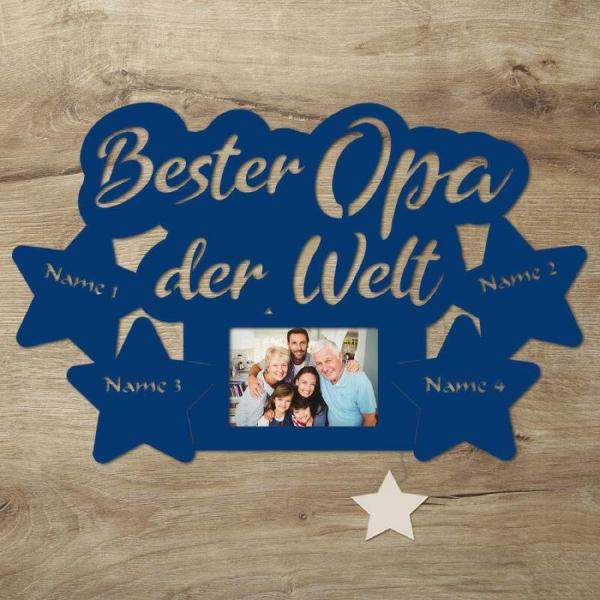 Wir lieben Dich Opa LED Holz Bilderrahmen + Namen