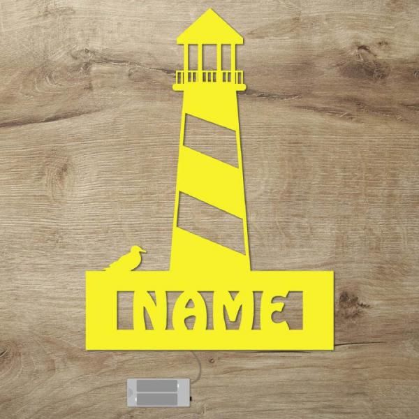 Leuchtturm LED Wand Lampe mit Namen