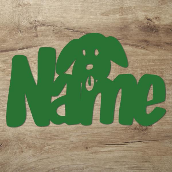 Hund Holz Wand Deko Lampe mit Name + Fernbedienung