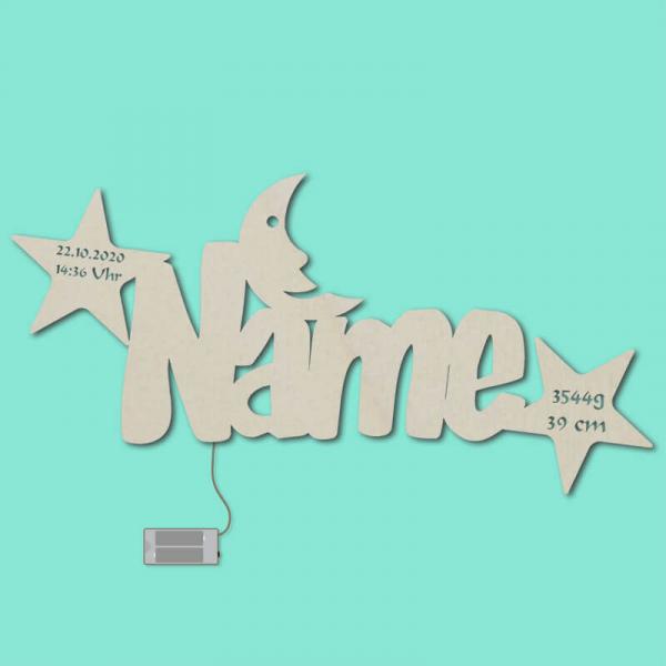 Stern Mond Taufe Geschenk zur Geburt mit Namen