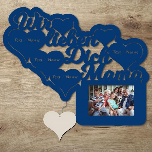 LED Wir lieben Dich Mama Bilderrahmen mit Personalisierung